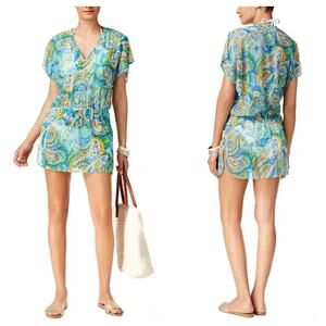 Lauren Ralph Lauren Mesh Swim Cover-Up Dress S Paisley‎ Boho Beachwear